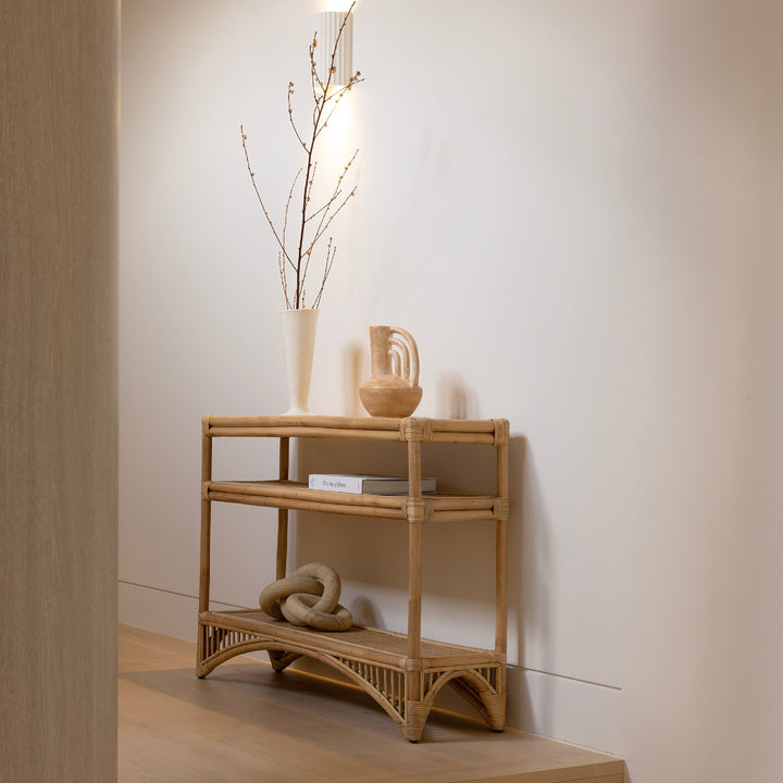 Carmens rattan console in natural by Ocean Luxe