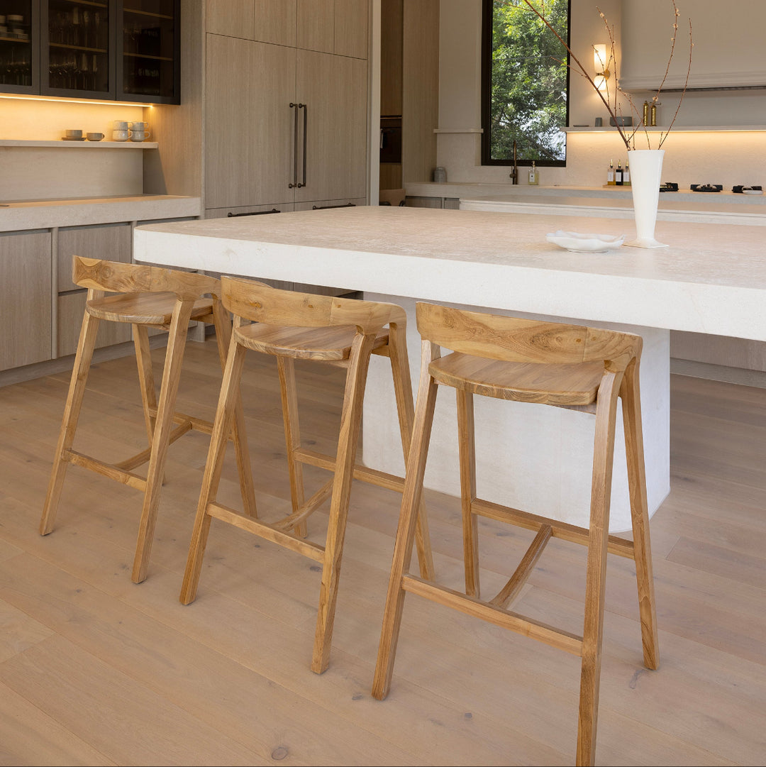 Evelyn Teak Bar Stool by Ocean Luxe