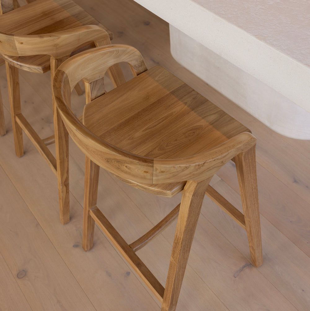 Evelyn Teak Bar Stool top view by Ocean Luxe