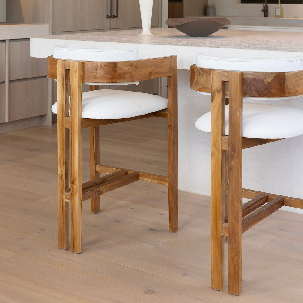 Florence Bar Stool in White by Ocean Luxe