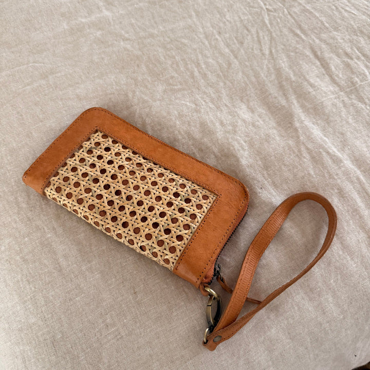 Leather and Rattan Clutch - Ocean Luxe