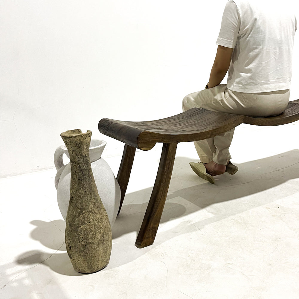 Orlando reclaimed teak bench side view by Ocean Luxe