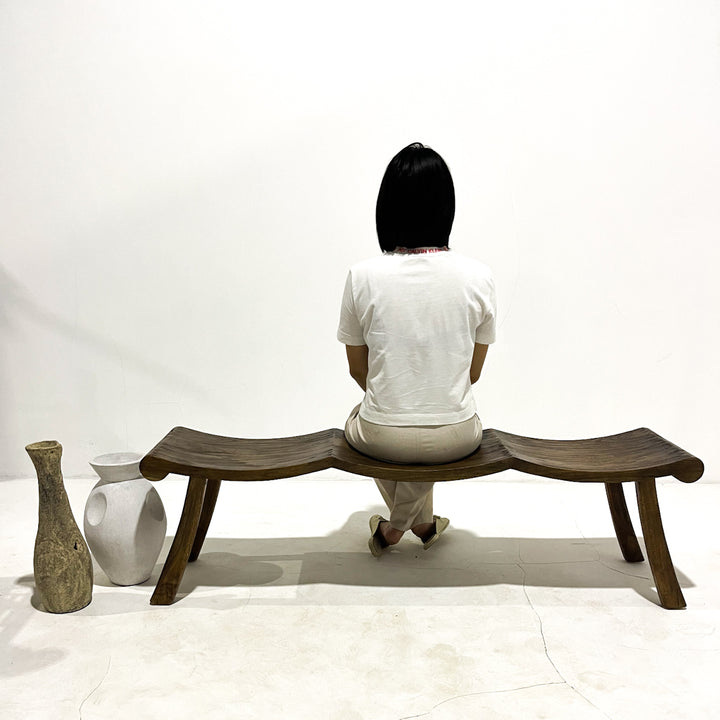 Orlando reclaimed teak bench sitting view by Ocean Luxe
