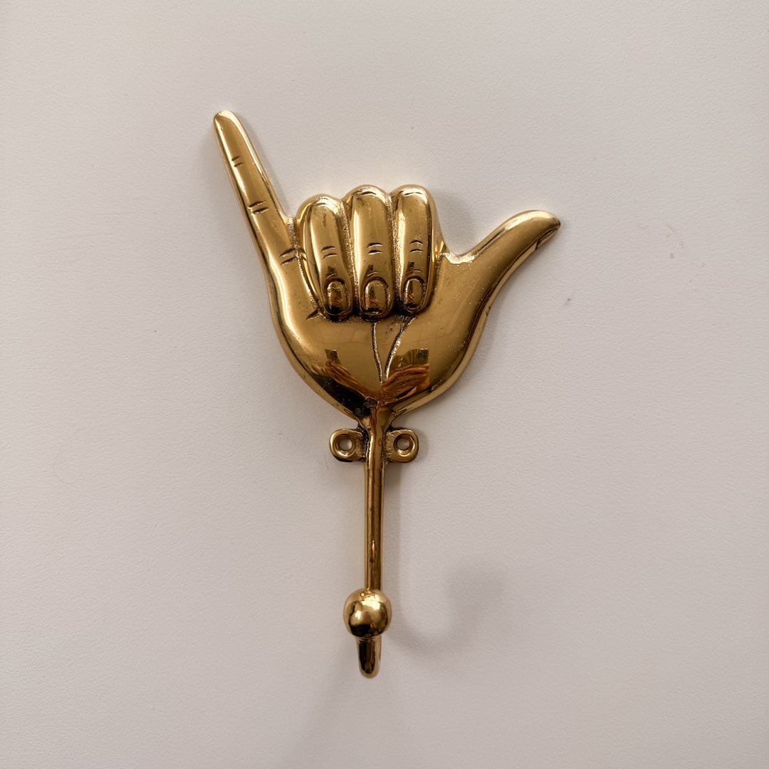 Shaka brass gold hand hook by Ocean Luxe