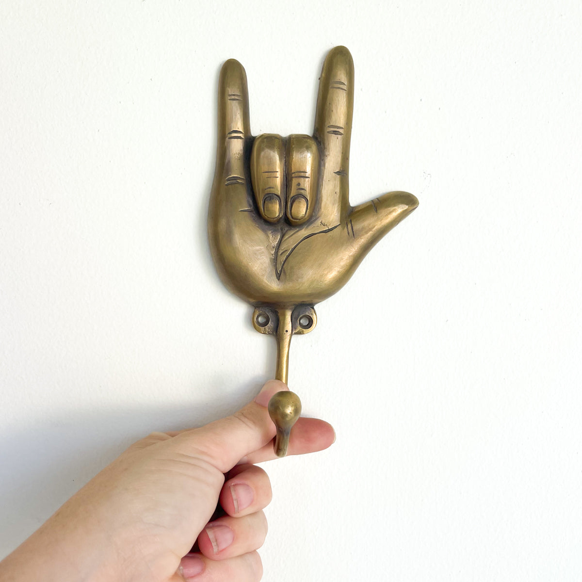 Rock On Brass Hand Hook