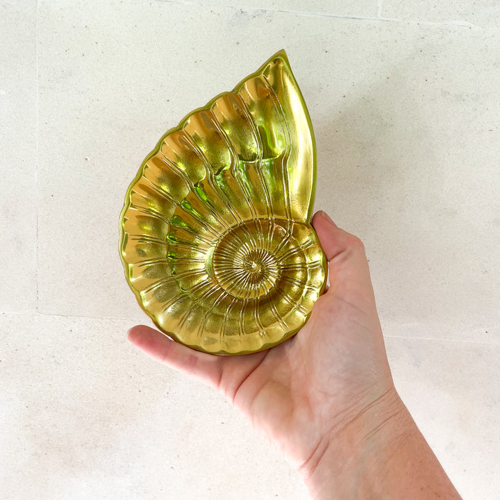 Gold Shell Brass Trinket Tray