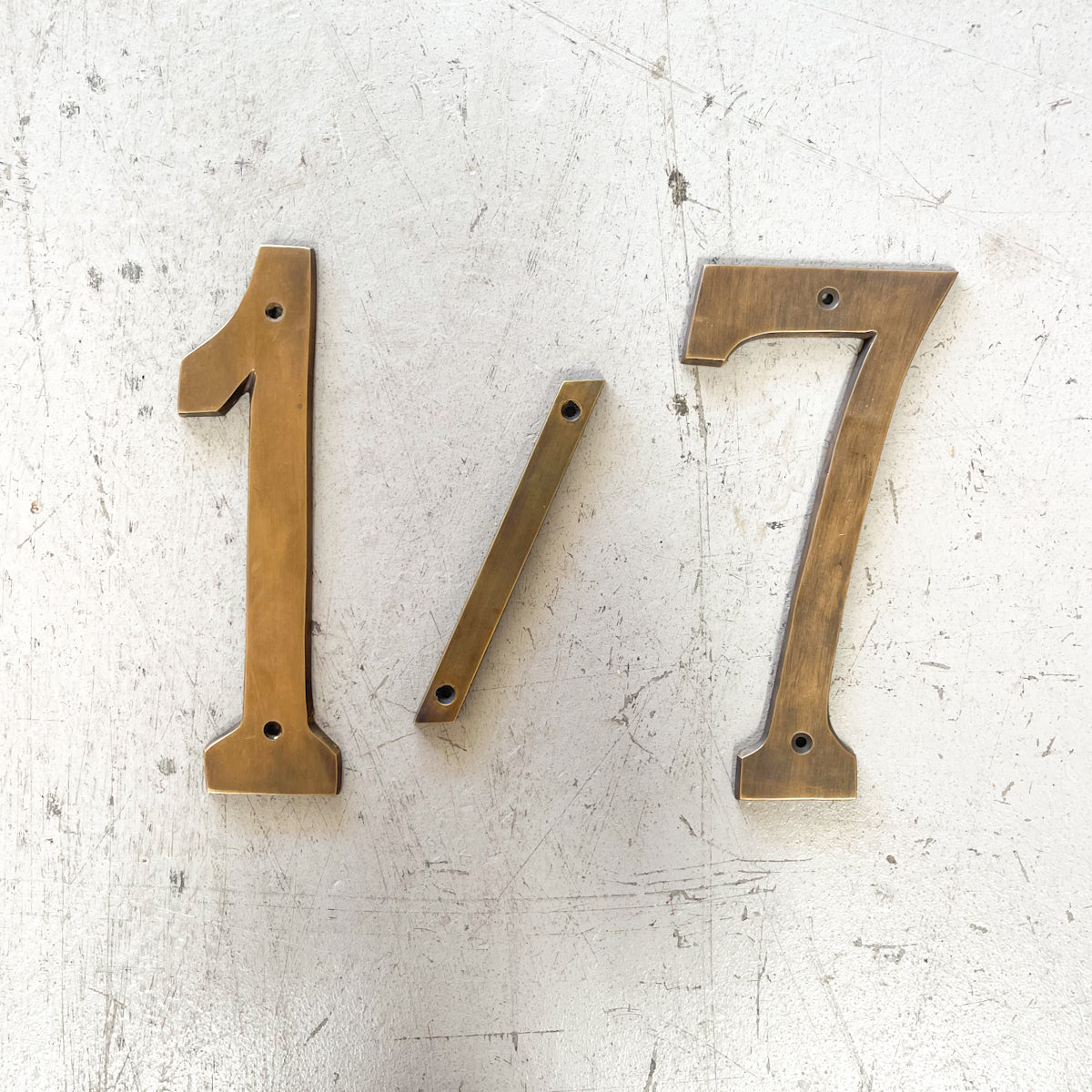 Large Brass slash and numbers for units and house numbers: Ocean Luxe