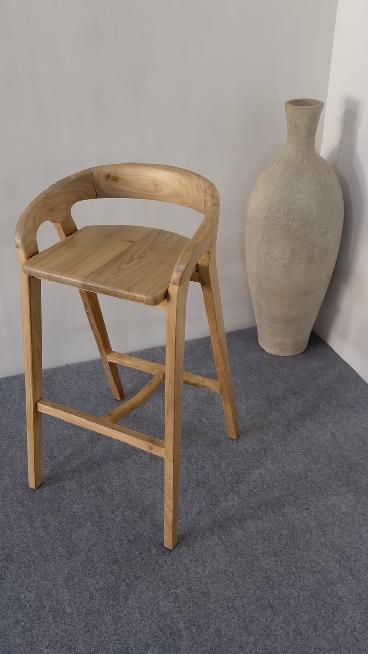 Evelyn Teak Bar Stool by Ocean Luxe