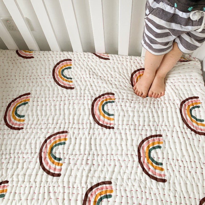 Rainbow cot quilt: Ocean Luxe