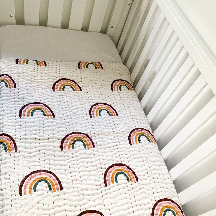 Rainbow cot quilt: Ocean Luxe