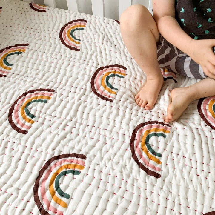 Rainbow cot quilt: Ocean Luxe