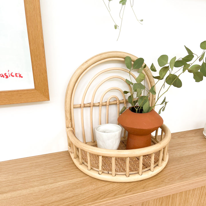 Rainbow rattan shelf by Ocean Luxe