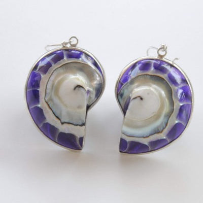 Ocean Luxe:Deep Purple Nautilus Earrings
