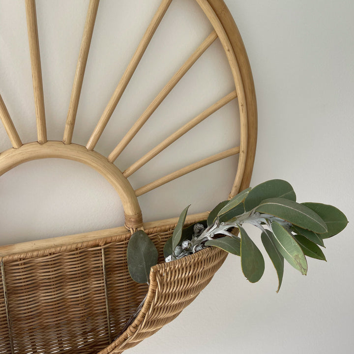 Rising Sun Rattan Hanging Basket