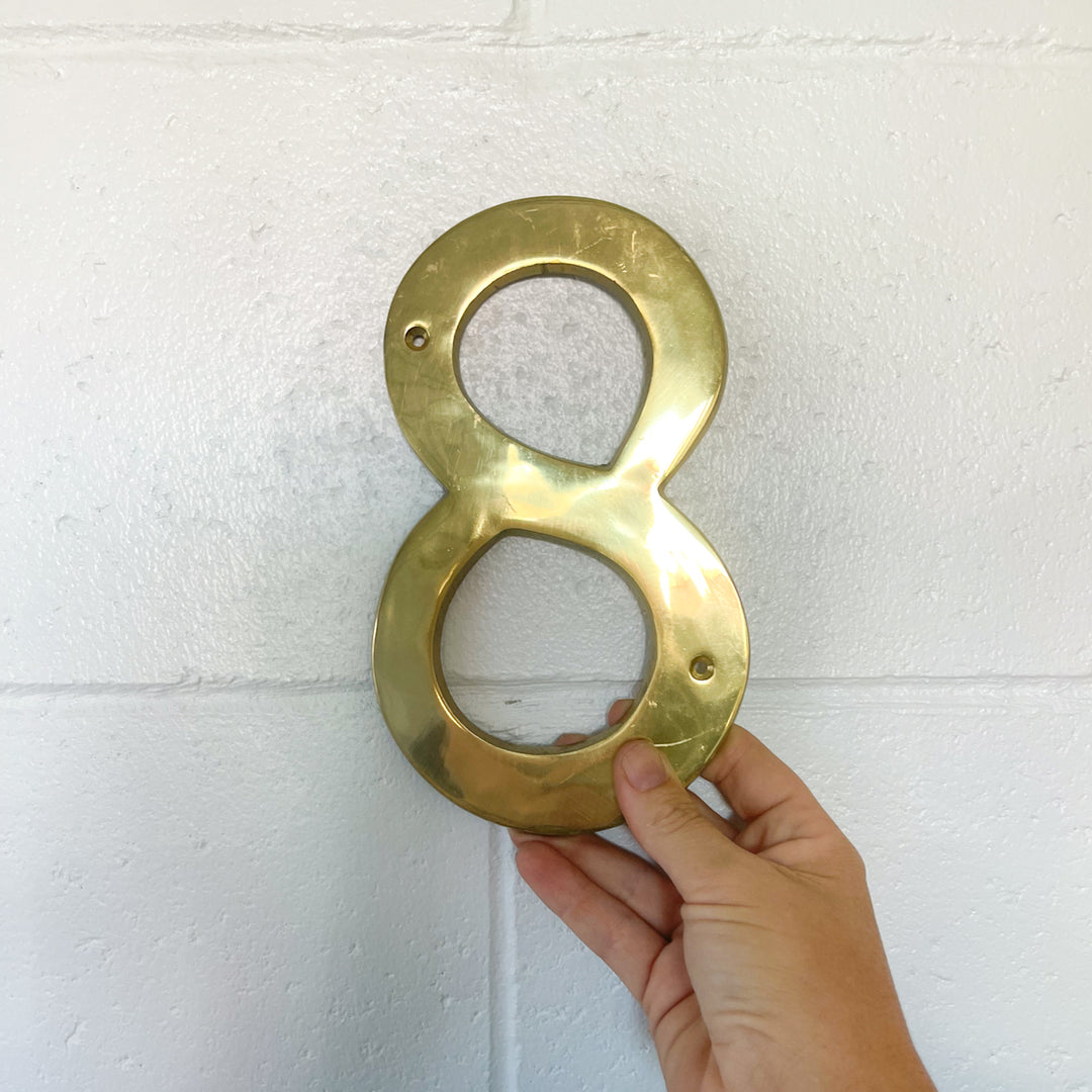 Large Gold Finish Brass House Numbers