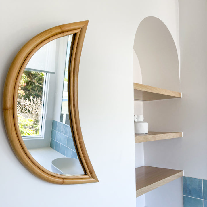 Rattan Moon Mirror