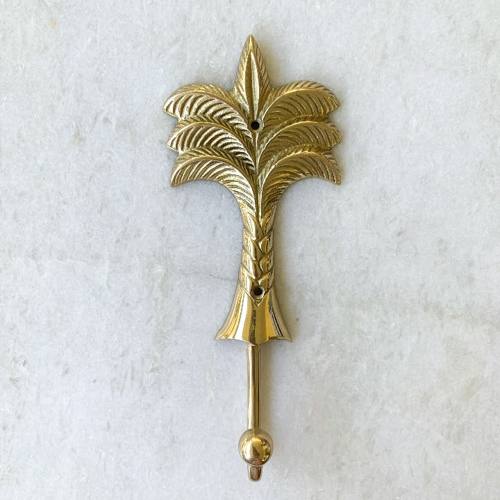 Gold Palm Tree Brass Hook: Ocean Luxe