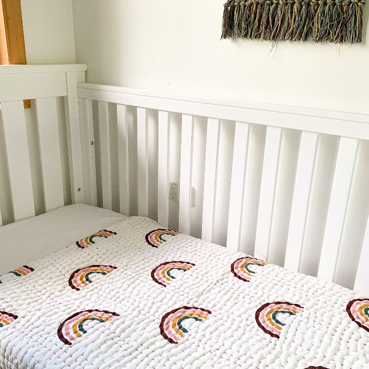 Rainbow cot quilt: Oean Luxe