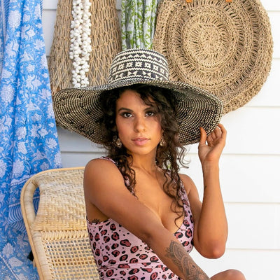 Sophie tribal broad brim hat : Ocean Luxe