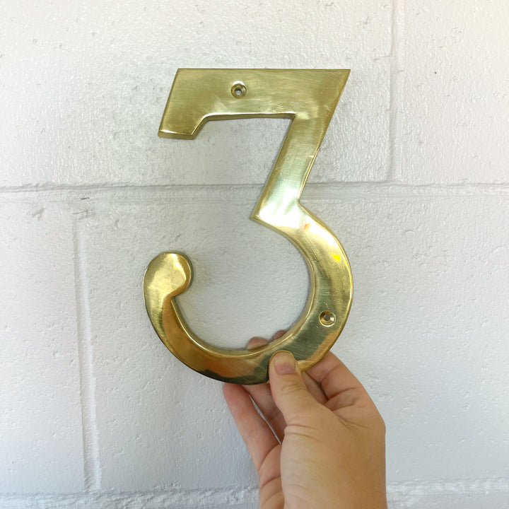 Large Gold Finish Brass House Numbers