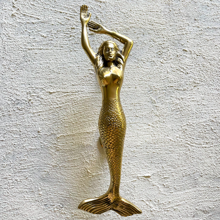 Mermaid Brass Door Handle - Bright