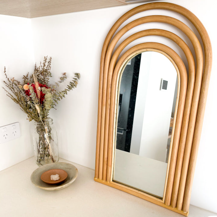 Rainbow Rattan Mirror