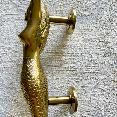 Mermaid Brass Door Handle - Bright