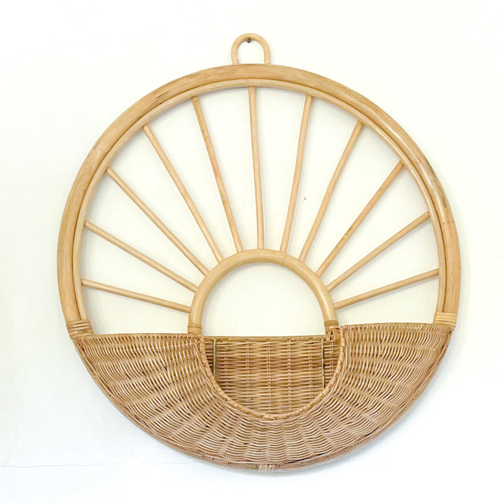 Rising Sun Rattan Hanging Basket