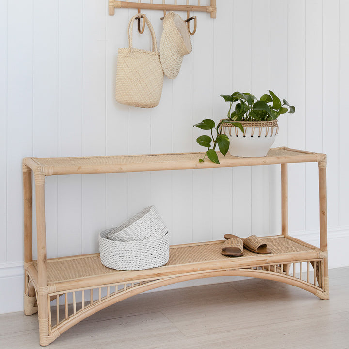 Carries rattan console table by Ocean Luxe