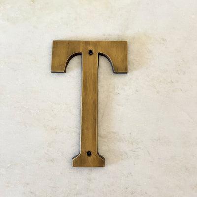 Large Brass Letter T house number - Ocean Luxe