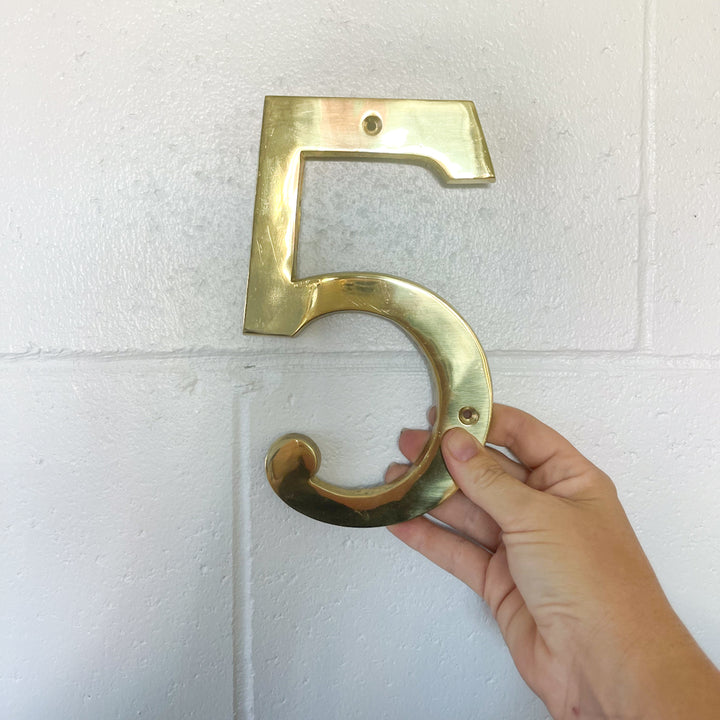 Large Gold Finish Brass House Numbers