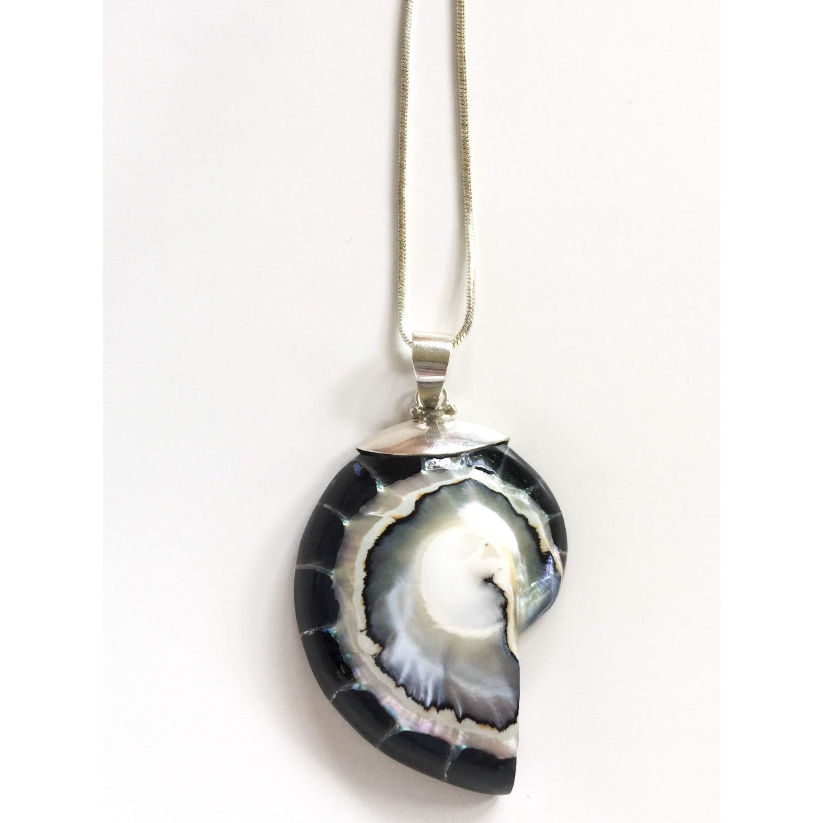 Ocean Luxe:Midnight Black Nautilus Pendant Necklace